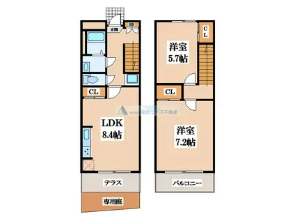 リヴェール(2DK/1階)の間取り写真