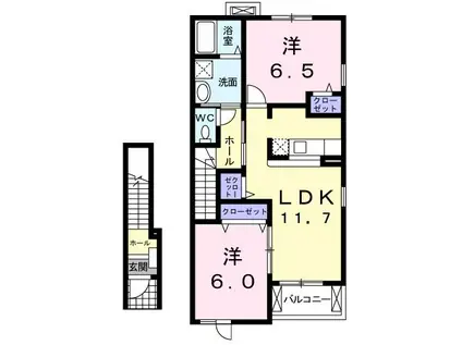 ポラリスB(2LDK/2階)の間取り写真