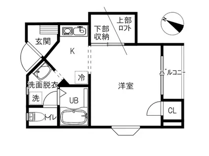 エメラルド・パス(1K/2階)の間取り写真