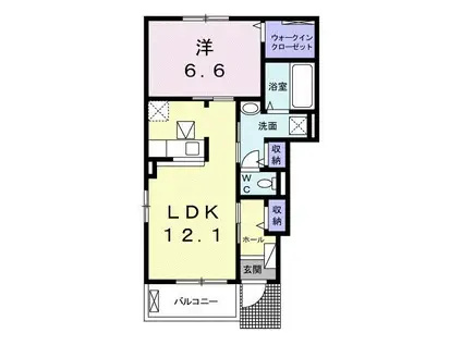 サンライトかがわA(1LDK/1階)の間取り写真