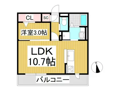 プレミール上田原(1LDK/3階)の間取り写真