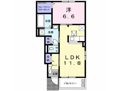 シャルマン・W(1LDK/1階)の間取り写真