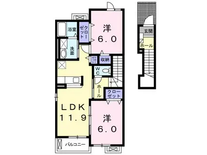 ビンタンI(2LDK/2階)の間取り写真