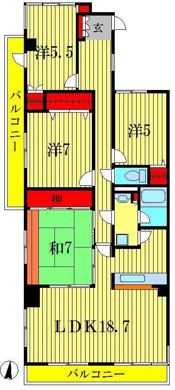 TQレジデンス柏(4LDK/5階)の間取り写真