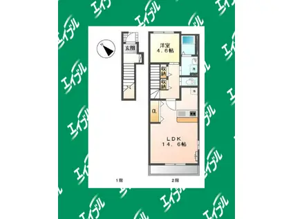 エイム・ラ・ボワ(1LDK/2階)の間取り写真