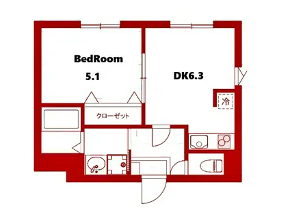 フェリーチェ二俣川(1DK/2階)の間取り写真