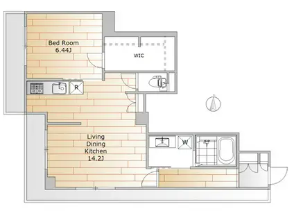 アストミヤ荏原(1LDK/1階)の間取り写真