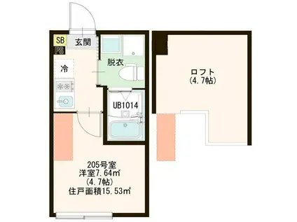 ハーモニーテラス片倉町(1K/2階)の間取り写真