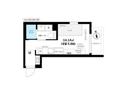 イール上池袋(ワンルーム/2階)の間取り写真