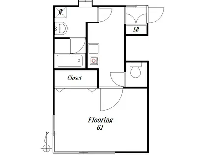 小田急線 東北沢駅 徒歩2分 2階建 築58年(1K/2階)の間取り写真