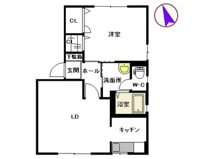 アイビー A棟 A(1LDK/1階)の間取り写真