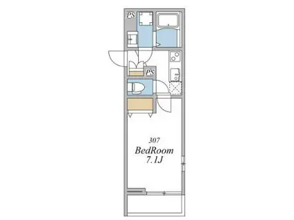ウィンドテラス津田沼II(1K/3階)の間取り写真