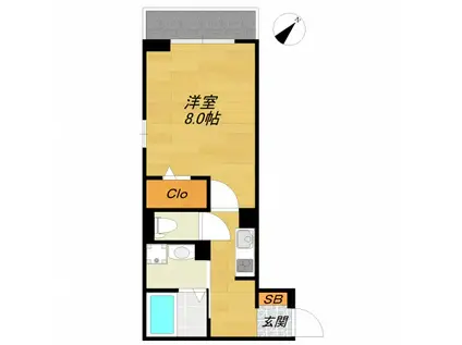 アポロヤード(1K/1階)の間取り写真