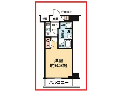 アルコバレーノ カナマチII(1K/2階)の間取り写真