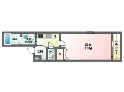 フジパレスソレイユI(1K/1階)の間取り写真