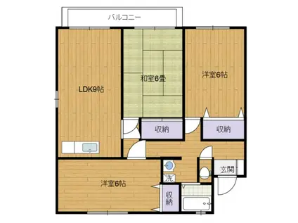 オーシャンビュー旭ヶ丘C棟(3LDK/1階)の間取り写真