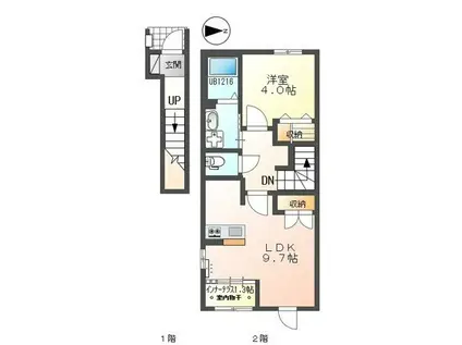 シェルル・スターテラス和合(1LDK/2階)の間取り写真
