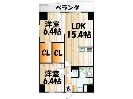 クルーズ レーヌ(2LDK/8階)の間取り写真