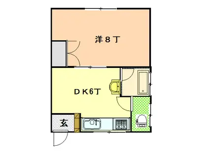 コーポ弘清(1DK/2階)の間取り写真