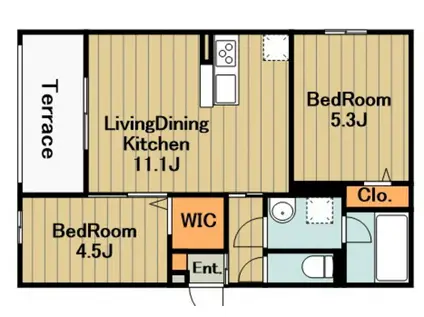 アルスフィルド相模原(2LDK/1階)の間取り写真