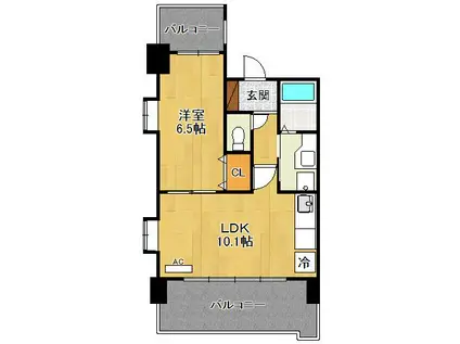 ラディウス武庫之荘(1LDK/3階)の間取り写真