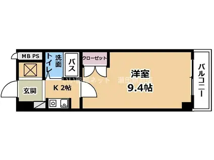 BEL PALAZZO(1K/1階)の間取り写真