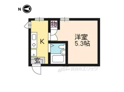 ベルハイツ西陣(1K/2階)の間取り写真