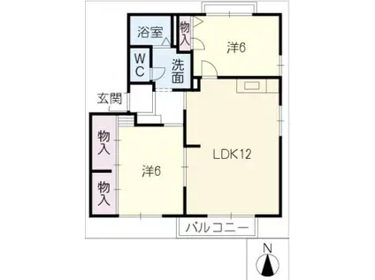 グレートタウン立川 E・F棟(2LDK/2階)の間取り写真