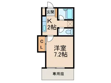 グリーンフル湯峯(1K/1階)の間取り写真