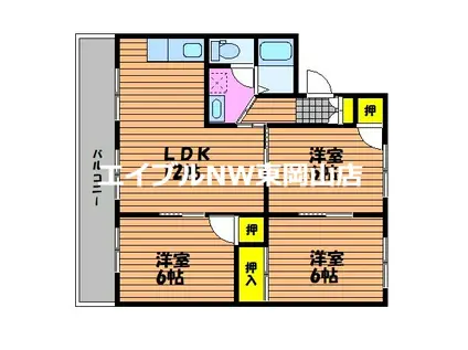 コーポアルザス D(3LDK/2階)の間取り写真