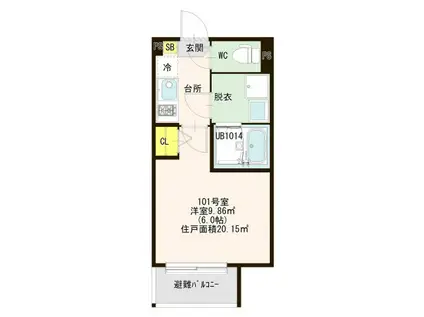 AARNA MIRAI(1K/1階)の間取り写真