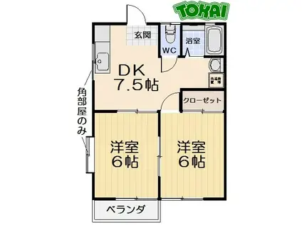 メゾン・ド・フーイン(2DK/2階)の間取り写真