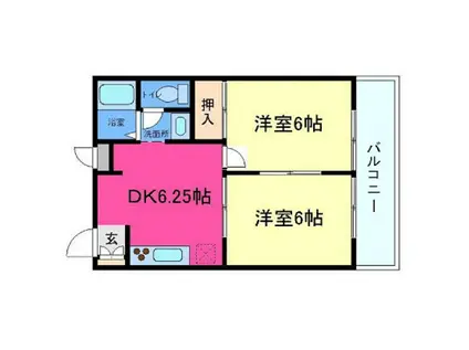 清水ハイツ(2DK/2階)の間取り写真
