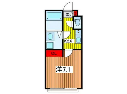 ラシュレ東川口(1K/1階)の間取り写真