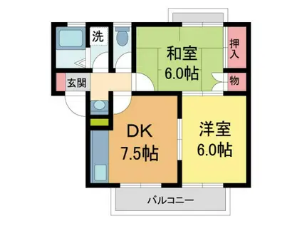 NOTOハイツ3(2DK/1階)の間取り写真