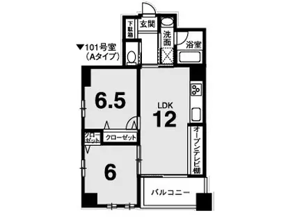 WAVES北町(2LDK/5階)の間取り写真