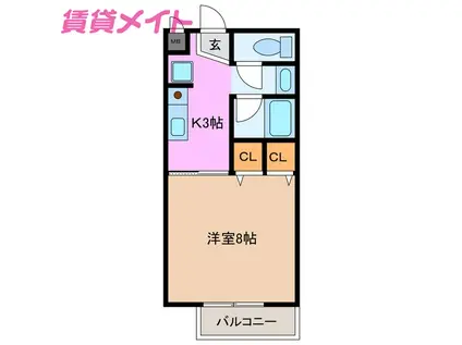 SURPLUSONE銀河B(1K/1階)の間取り写真