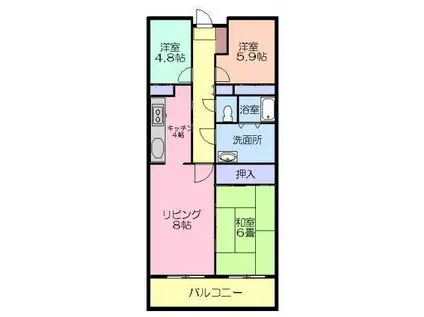 ハイツサンパーク(3LDK/1階)の間取り写真