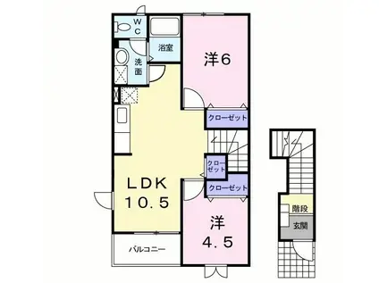 ランポーベルII A(2LDK/2階)の間取り写真