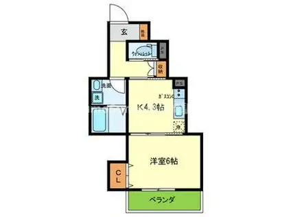 ロータスコートIV(1K/3階)の間取り写真