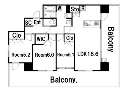 ブランシエラ幸町リバーサイド(3LDK/6階)の間取り写真
