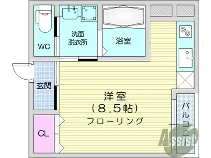 グラン・ドミール仙台駅東(ワンルーム/3階)の間取り写真