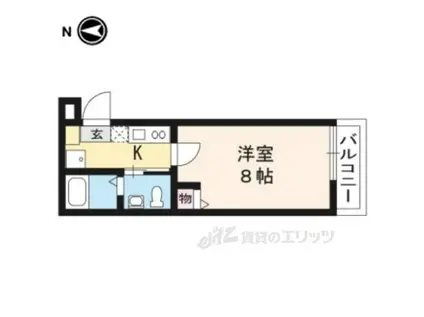 フラッティ一条智恵光院(1K/1階)の間取り写真