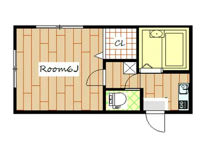 ハイツフレンド上里II(1K/2階)の間取り写真