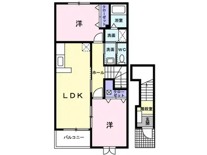 パークヒルハイツB(2LDK/2階)の間取り写真