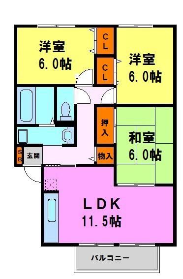 フィルグリーン(3LDK/2階)の間取り写真