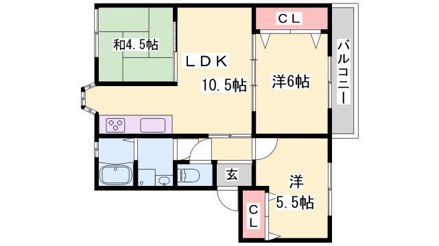 メイプルコート玉手(3LDK/2階)の間取り写真