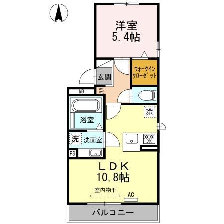 ルミエールこがねII A棟(1LDK/3階)の間取り写真