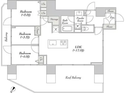 LUMIEC KITASHINAGAWA(3LDK/10階)の間取り写真