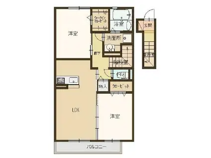 フレーズコート(2LDK/2階)の間取り写真